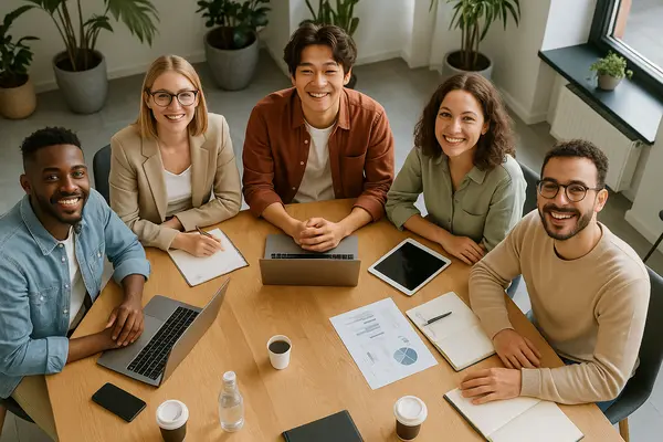 IT professionals working together in modern office environment